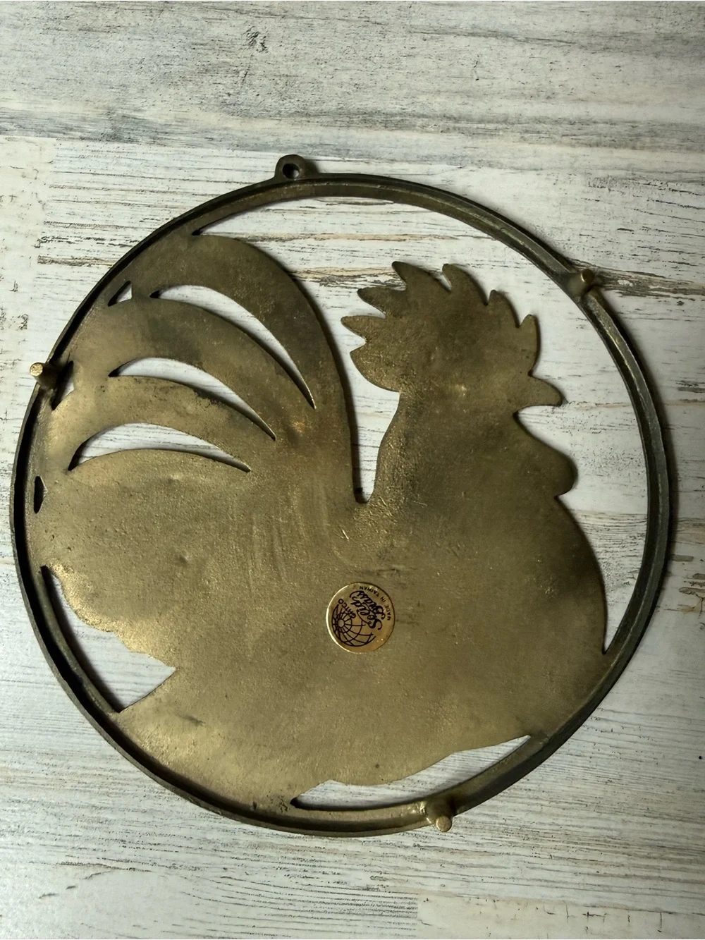 Vintage Gatco Brass Rooster Trivet | Farmhouse Kitchen Wall Decor | Mid-Century